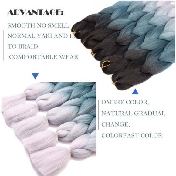 5 packs of Black blue gray ombré braiding hair NWT main image 4